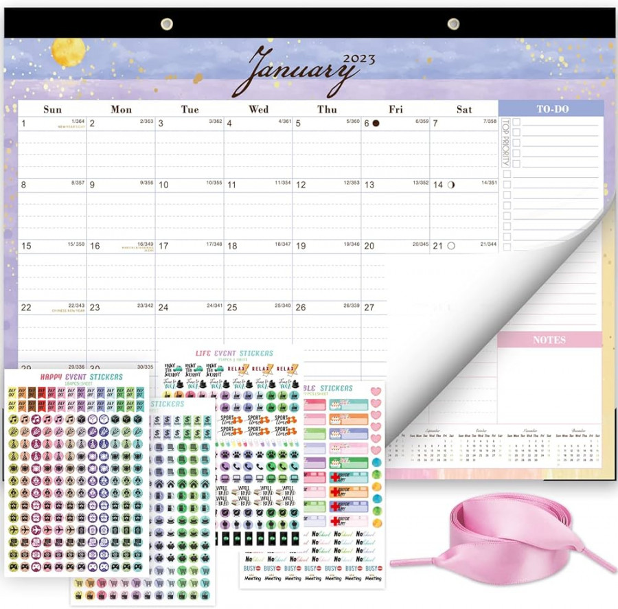 Aesthetic Large Desk Calendar  -  Monthly Art Desktop / Wall  Calendar, 