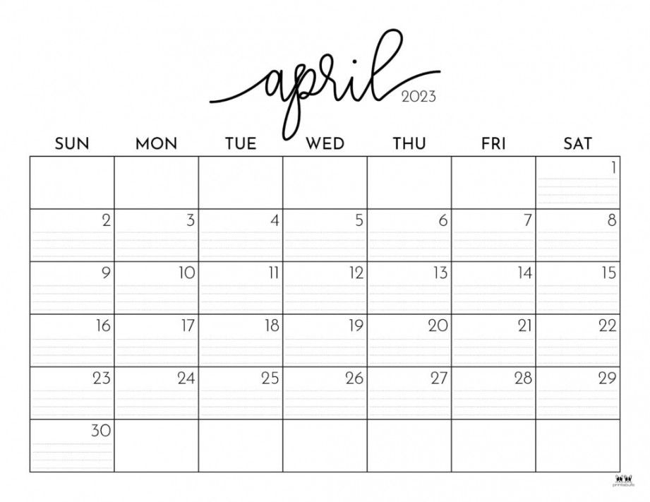 April  Calendars -  FREE Printables  Printabulls