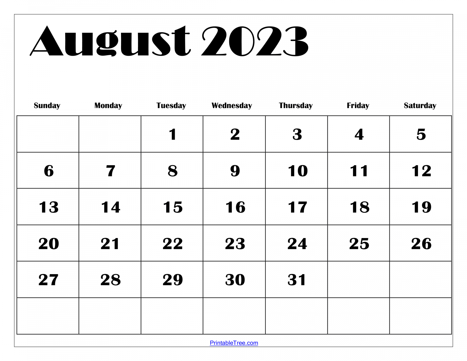 August  Calendar Printable PDF Blank Templates Free