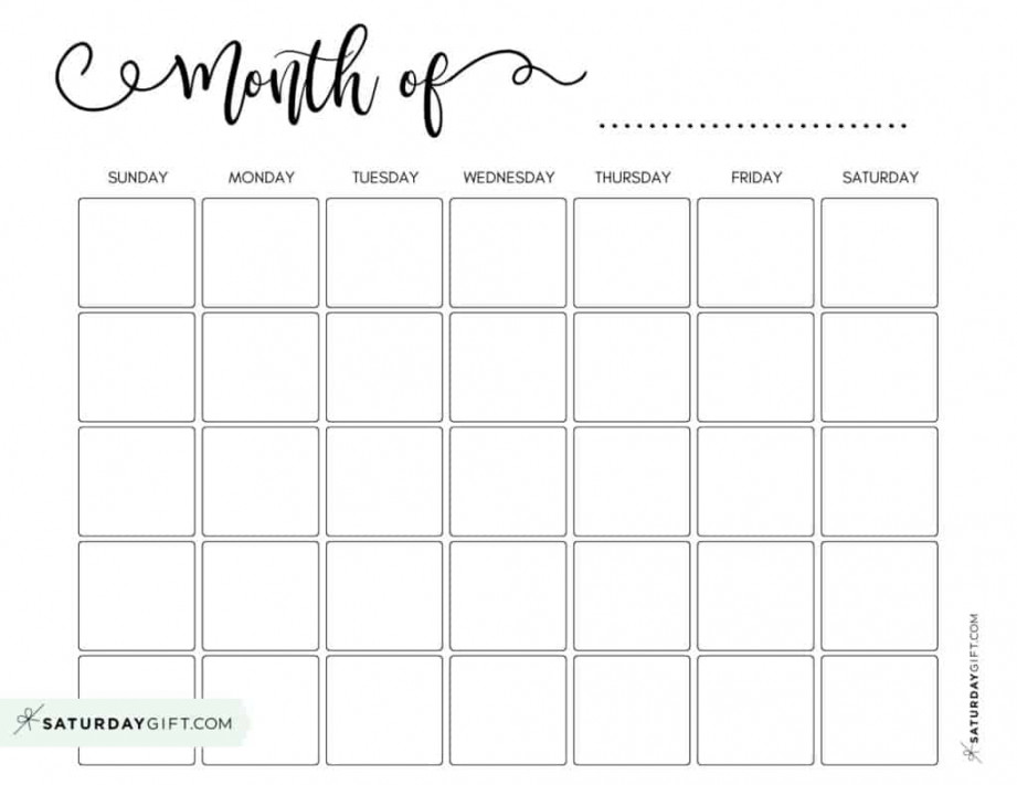 Blank Calendar templates -  Cute & Free Printables  SaturdayGift