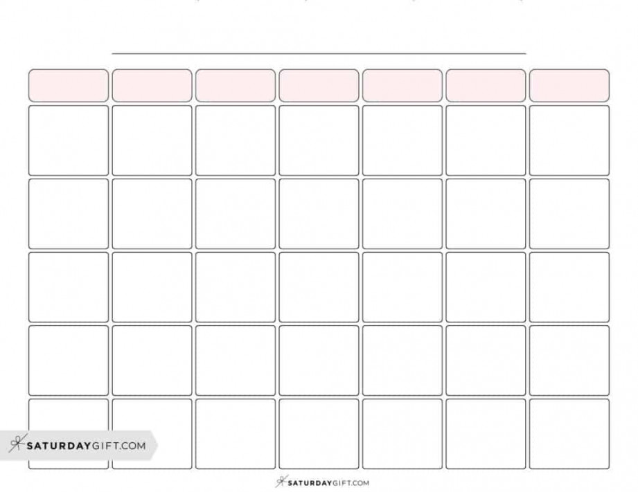 Blank Calendar templates -  Cute & Free Printables  SaturdayGift