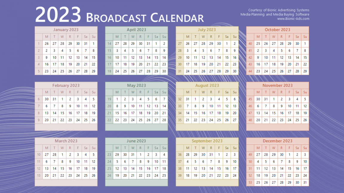 Broadcast Calendar  – FREE Downloads