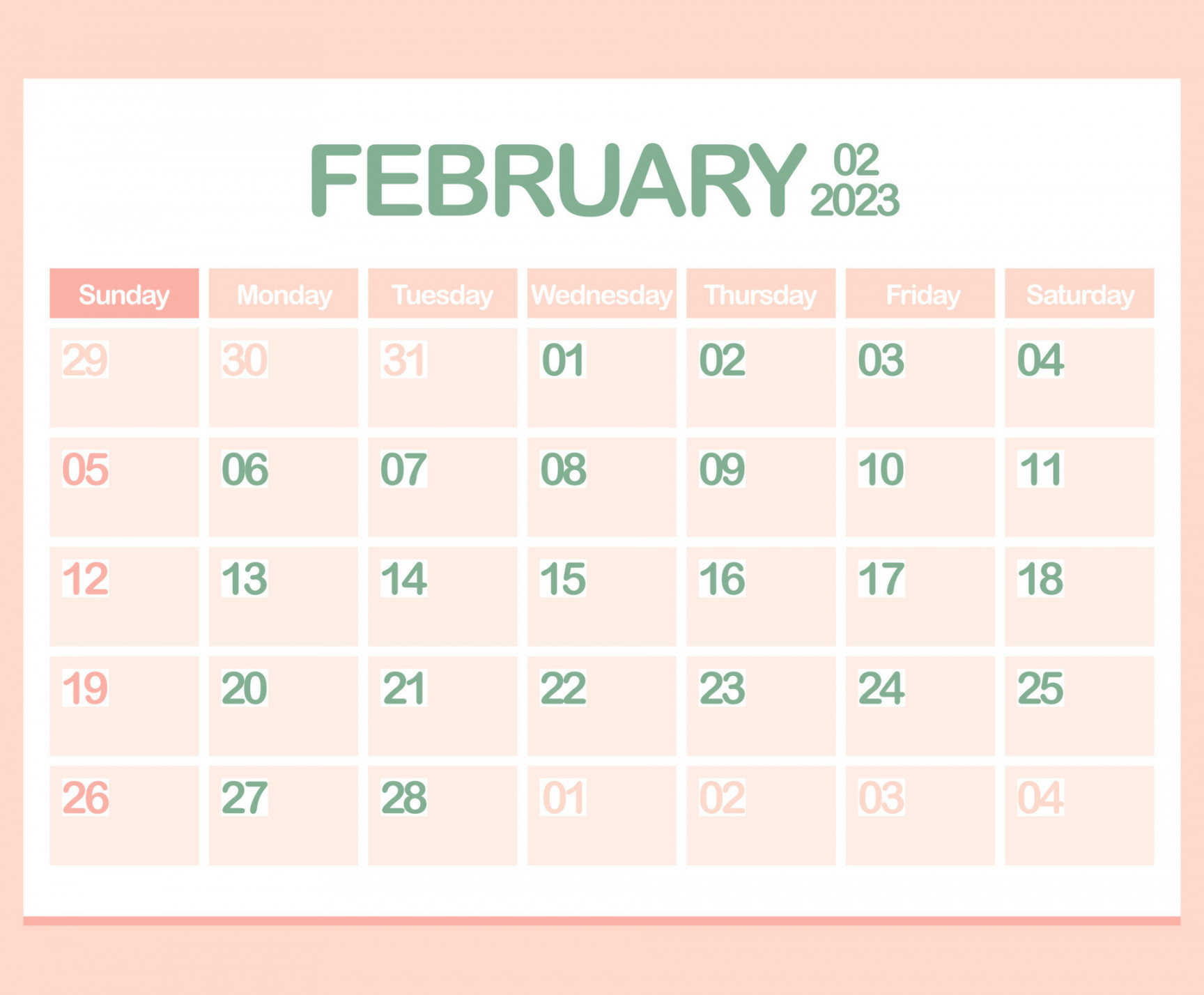 Calendar for year . February