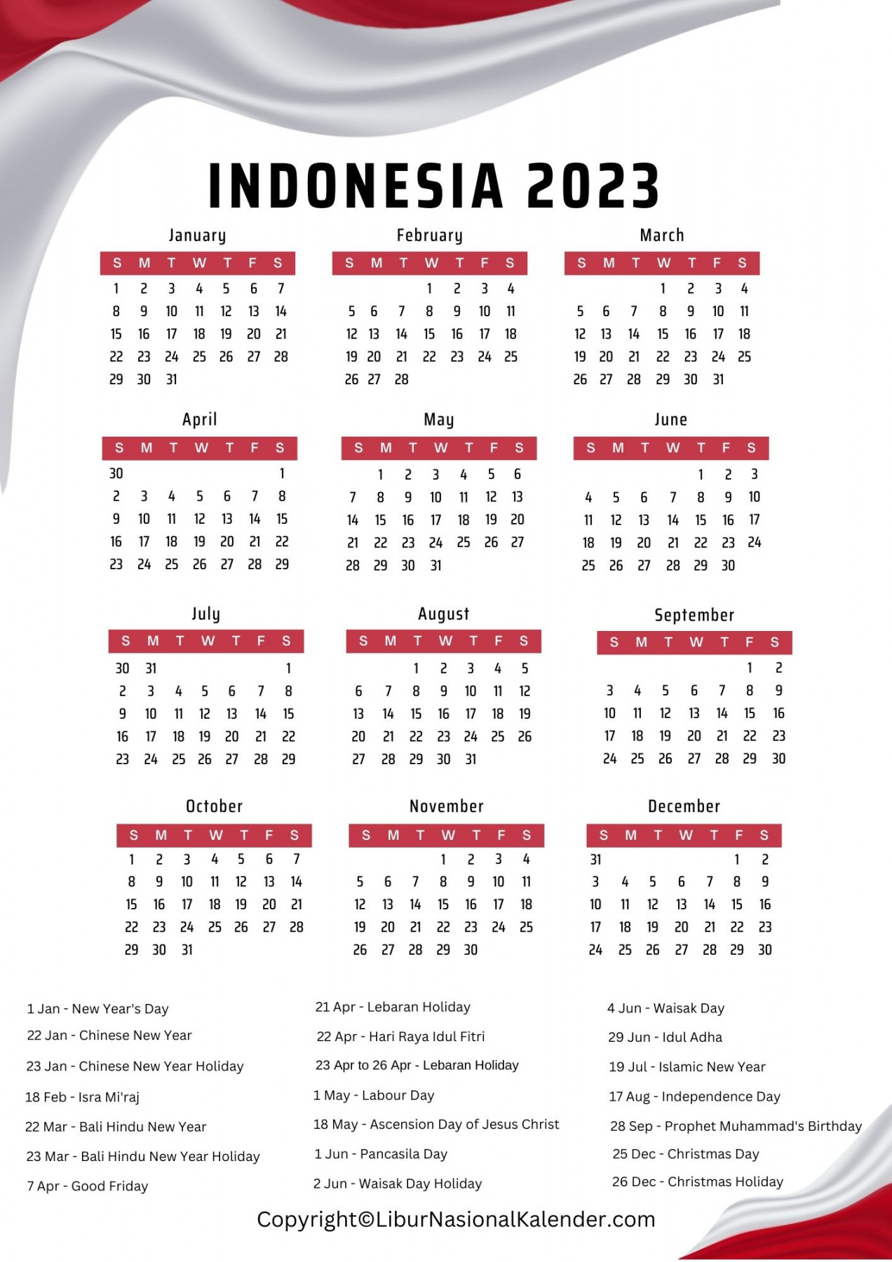 Calendar  Indonesia  Public Holidays