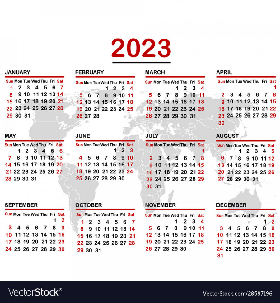 calendar with world map Royalty Free Vector Image