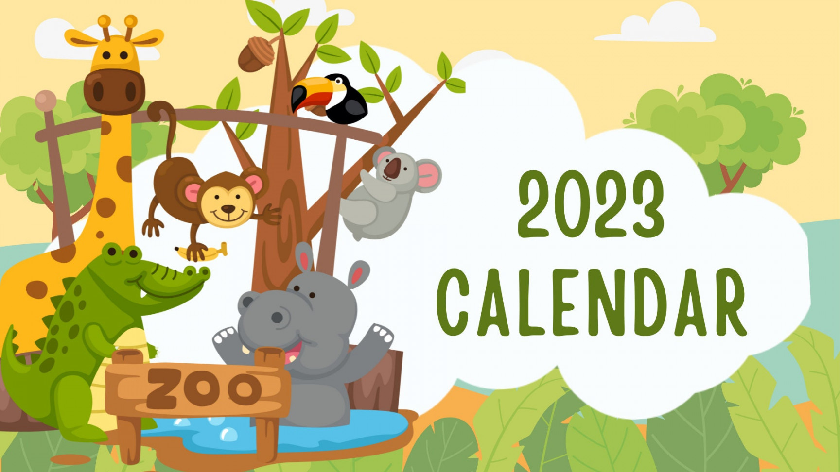Childrens Zoo Animal Calendar Digital - Etsy
