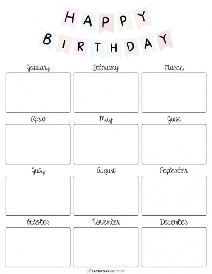 Cute & Free Printable Birthday Calendar Templates  SaturdayGift