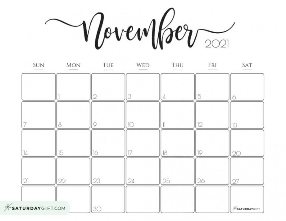 Cute (& Free!) Printable November  Calendar  SaturdayGift