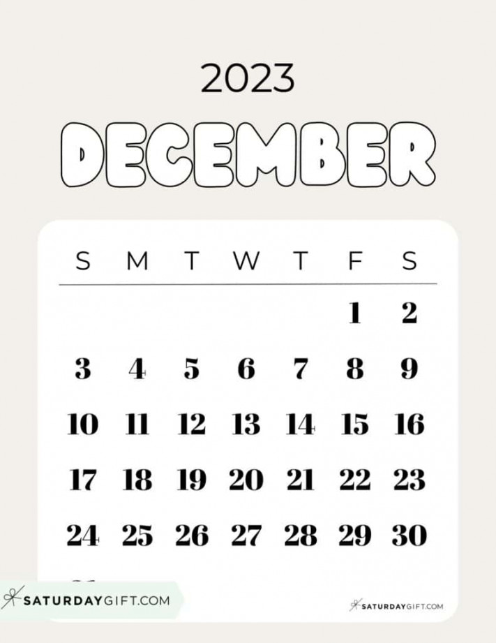 December  Calendar -  Cute & FREE Printables  SaturdayGift