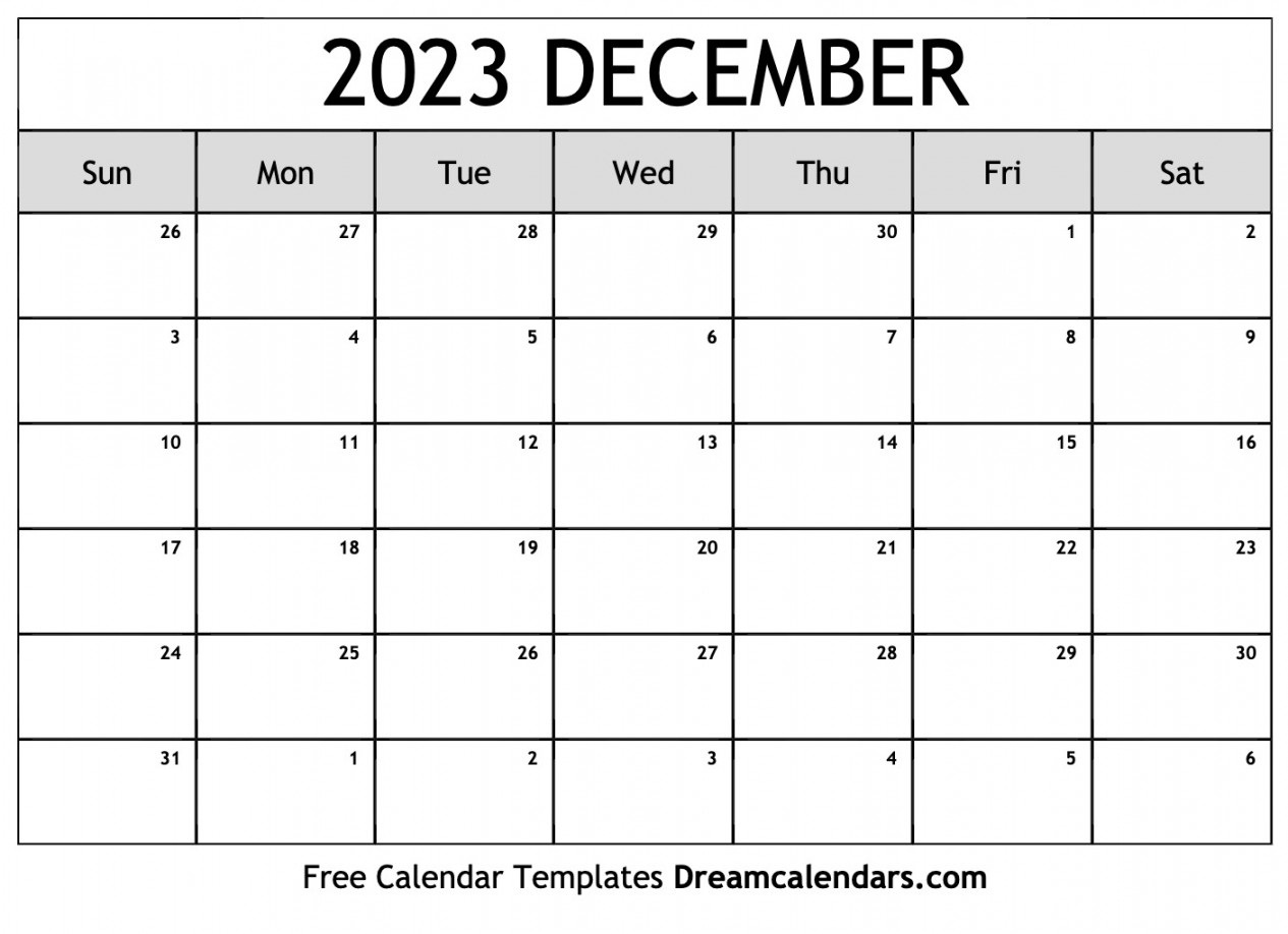 December  calendar  Free blank printable with holidays