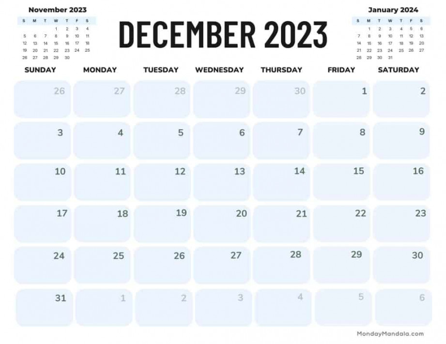 December  Calendar ( Free PDF Printables)