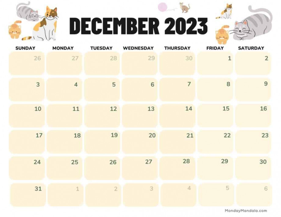 December  Calendar ( Free PDF Printables)