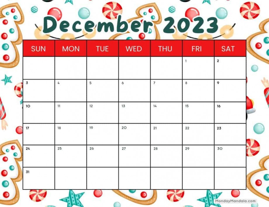 December  Calendar ( Free PDF Printables)