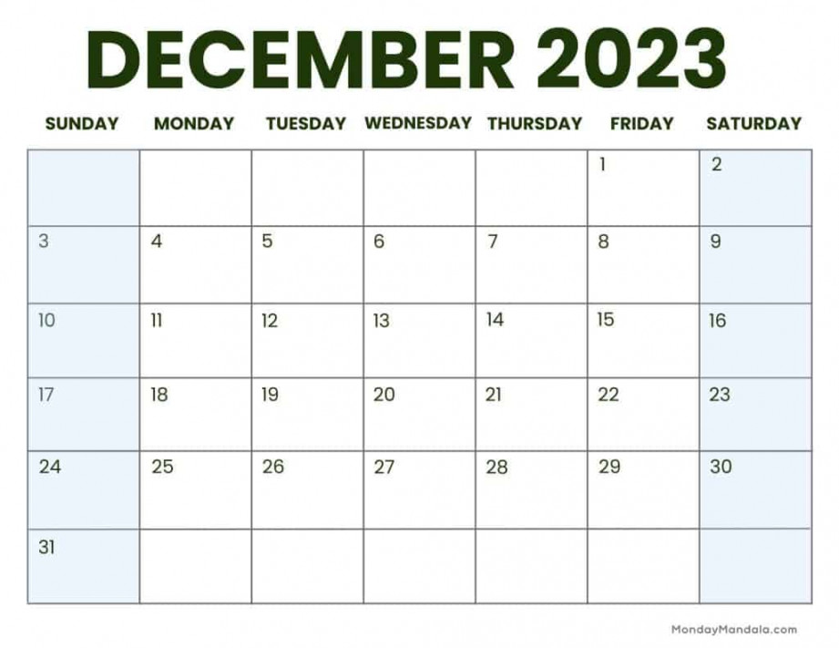 December  Calendar ( Free PDF Printables)