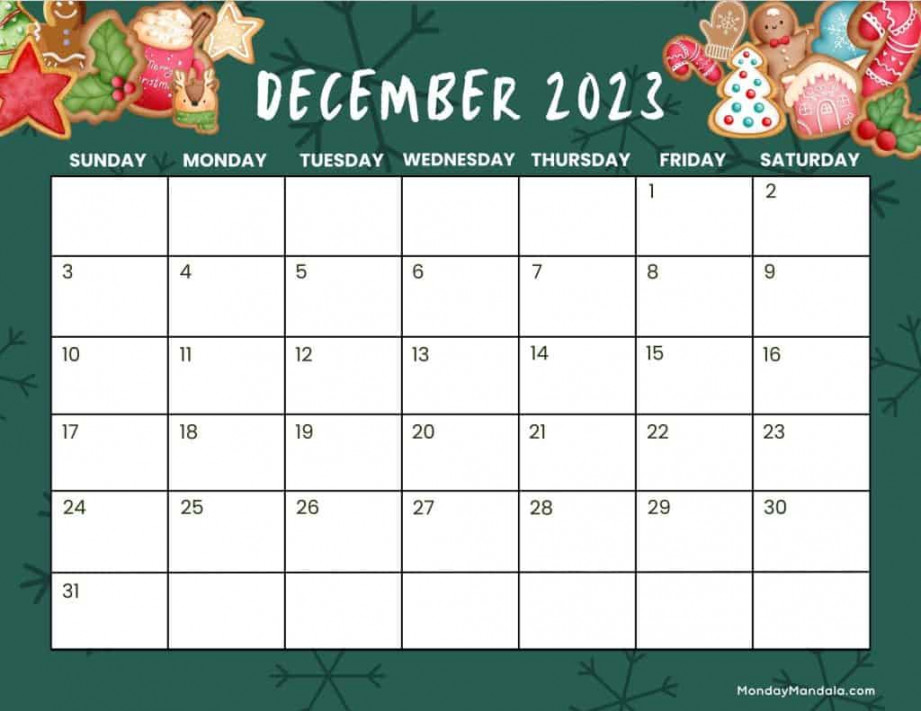 December  Calendar ( Free PDF Printables)