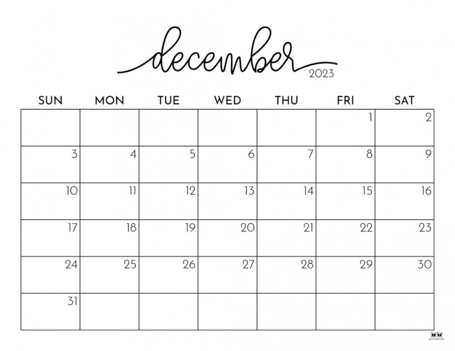 December  Calendars -  FREE Printables  Printabulls