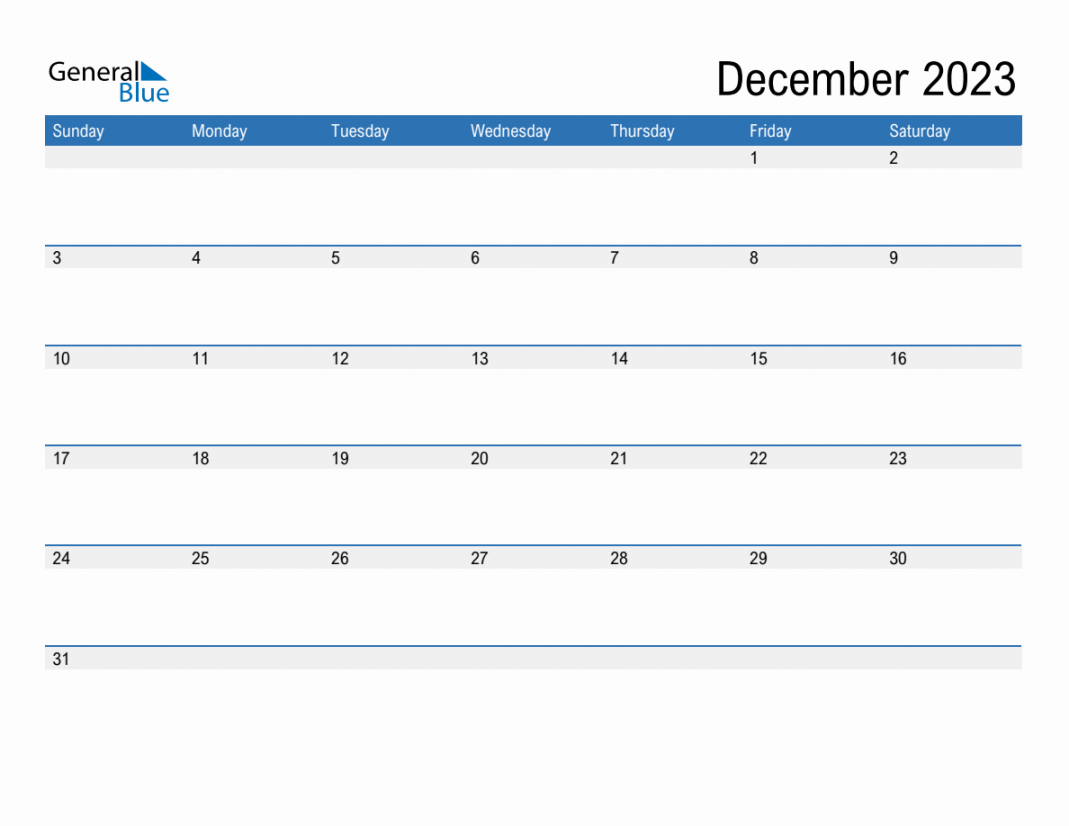 December  Calendars (PDF Word Excel)