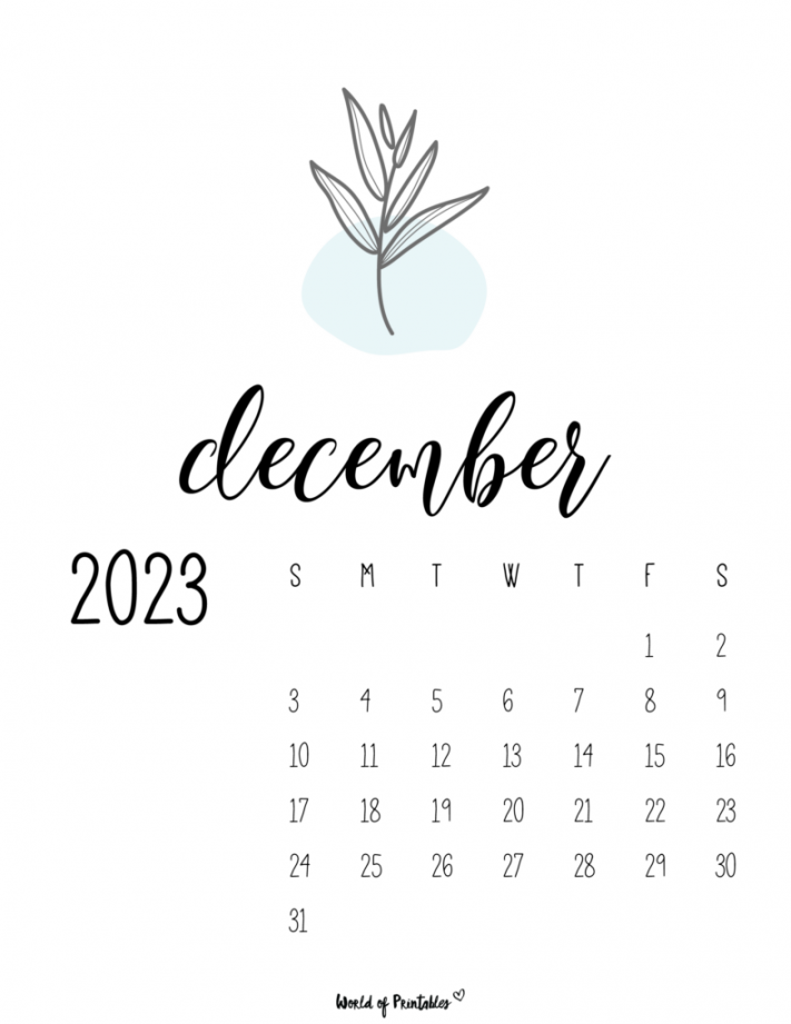 December  Calendars  + Styles - World of Printables