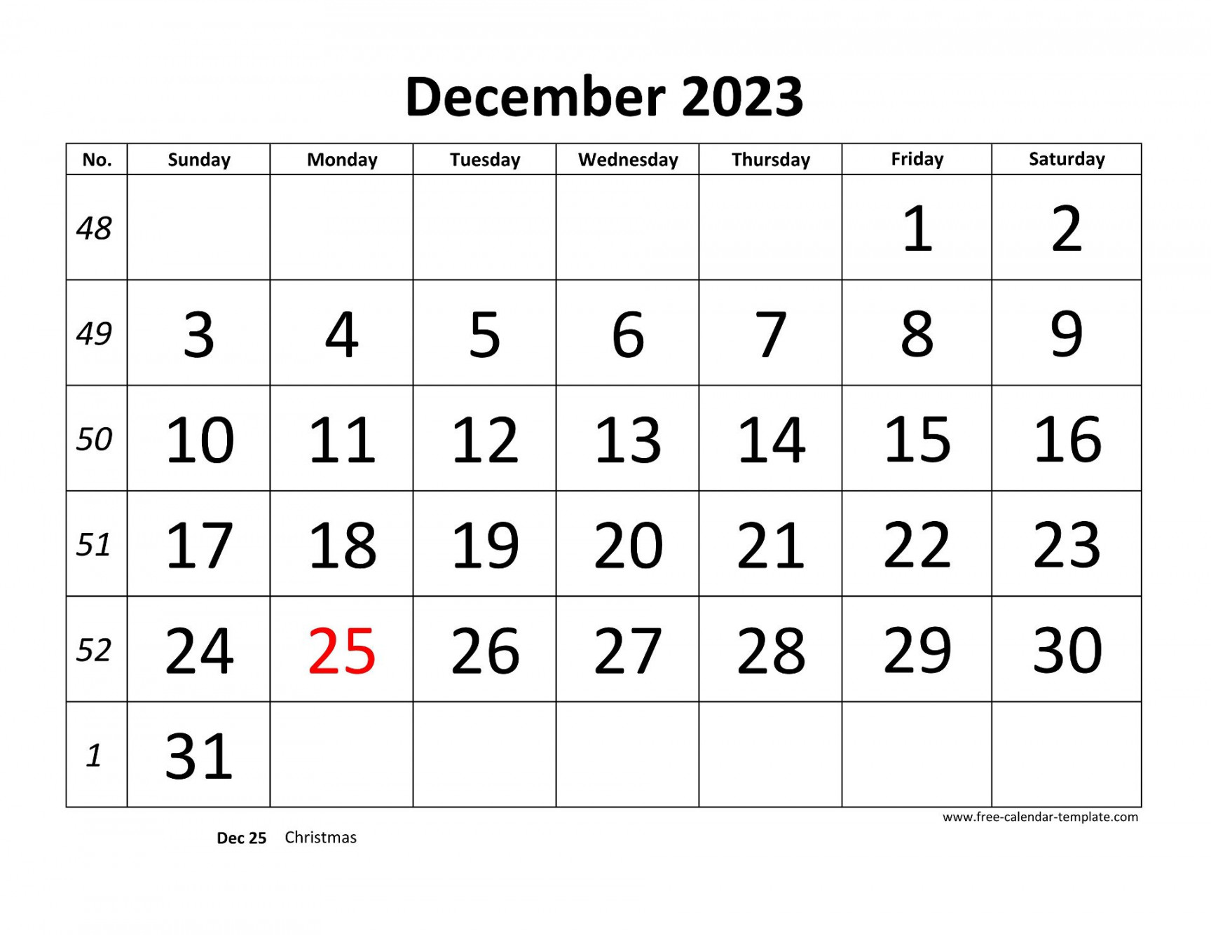 December  Free Calendar Tempplate  Free-calendar-template