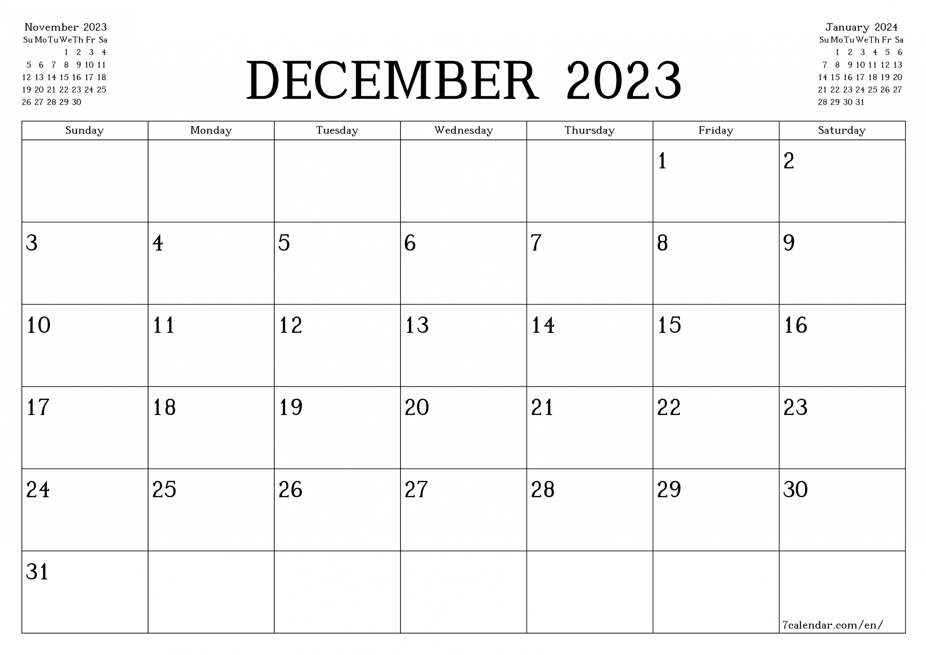 December  free printable calendars and planners, PDF templates