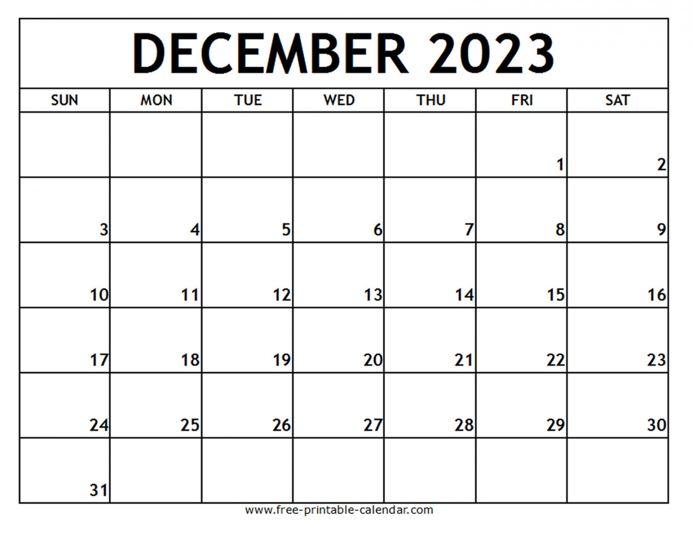 December  Printable Calendar - Free-printable-calendar