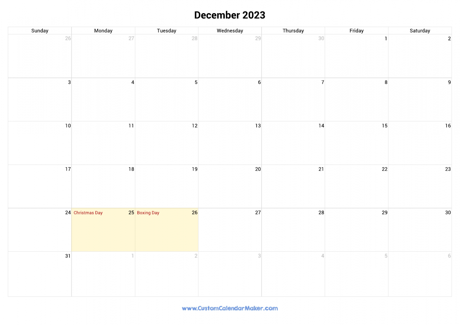 December  Printable Calendar With Australia Holidays