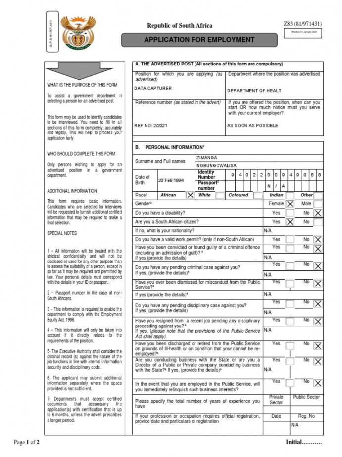 Editable Approved New Z Form Gazetted  Nov   PDF