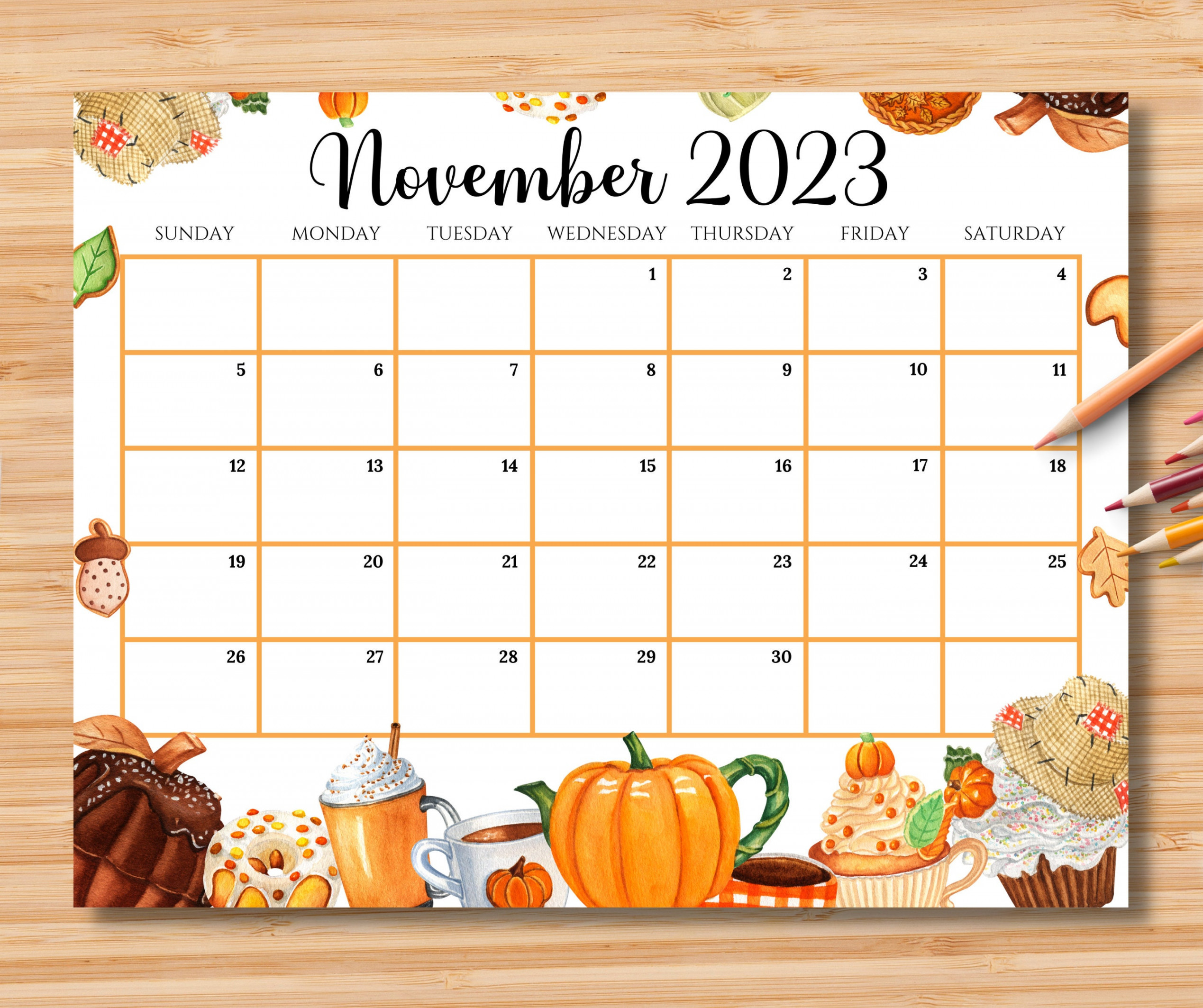 EDITABLE November  Calendar Happy Thanksgiving Planner W