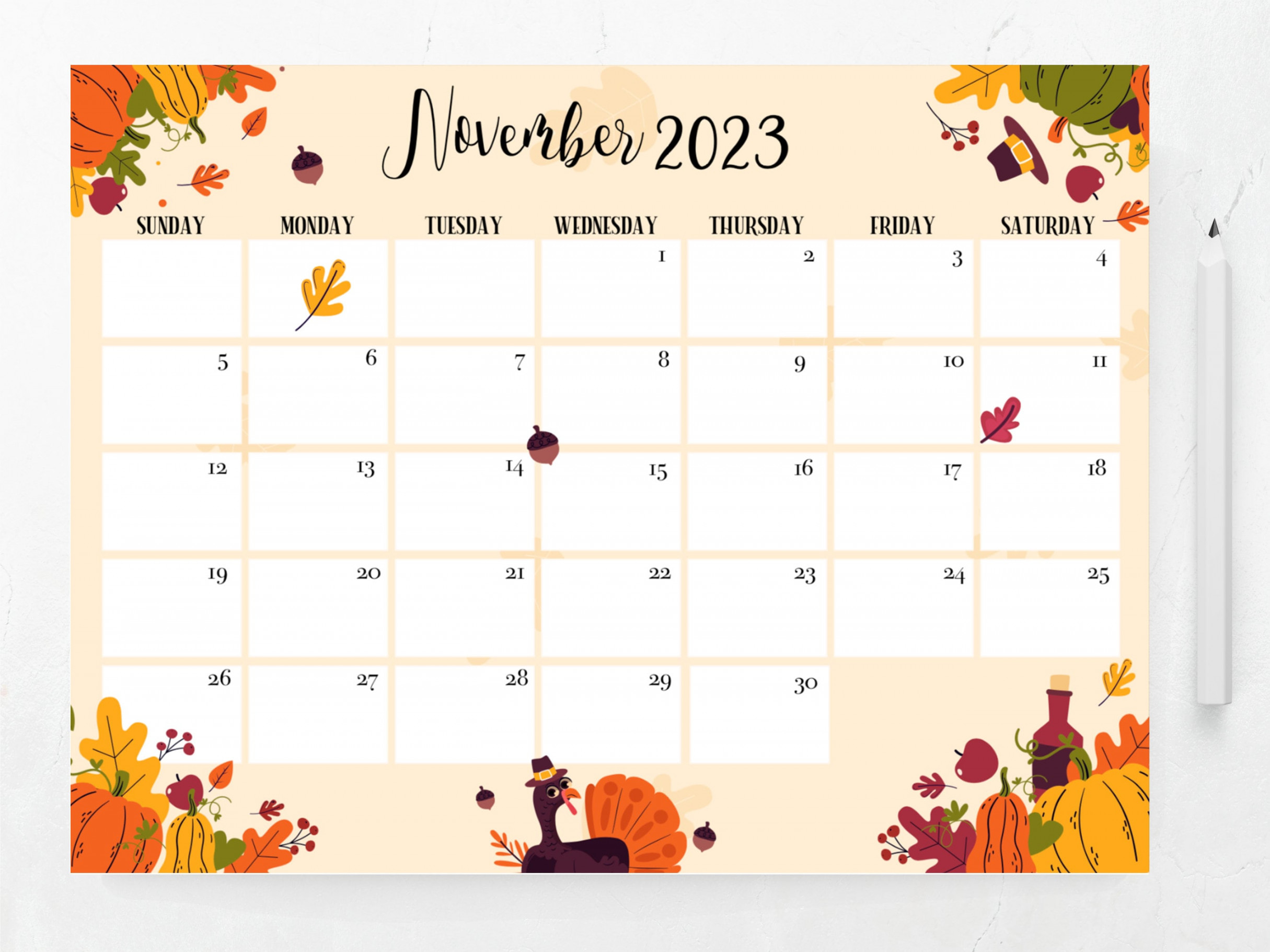 Editable November  Calendar Printable Calendar - Etsy