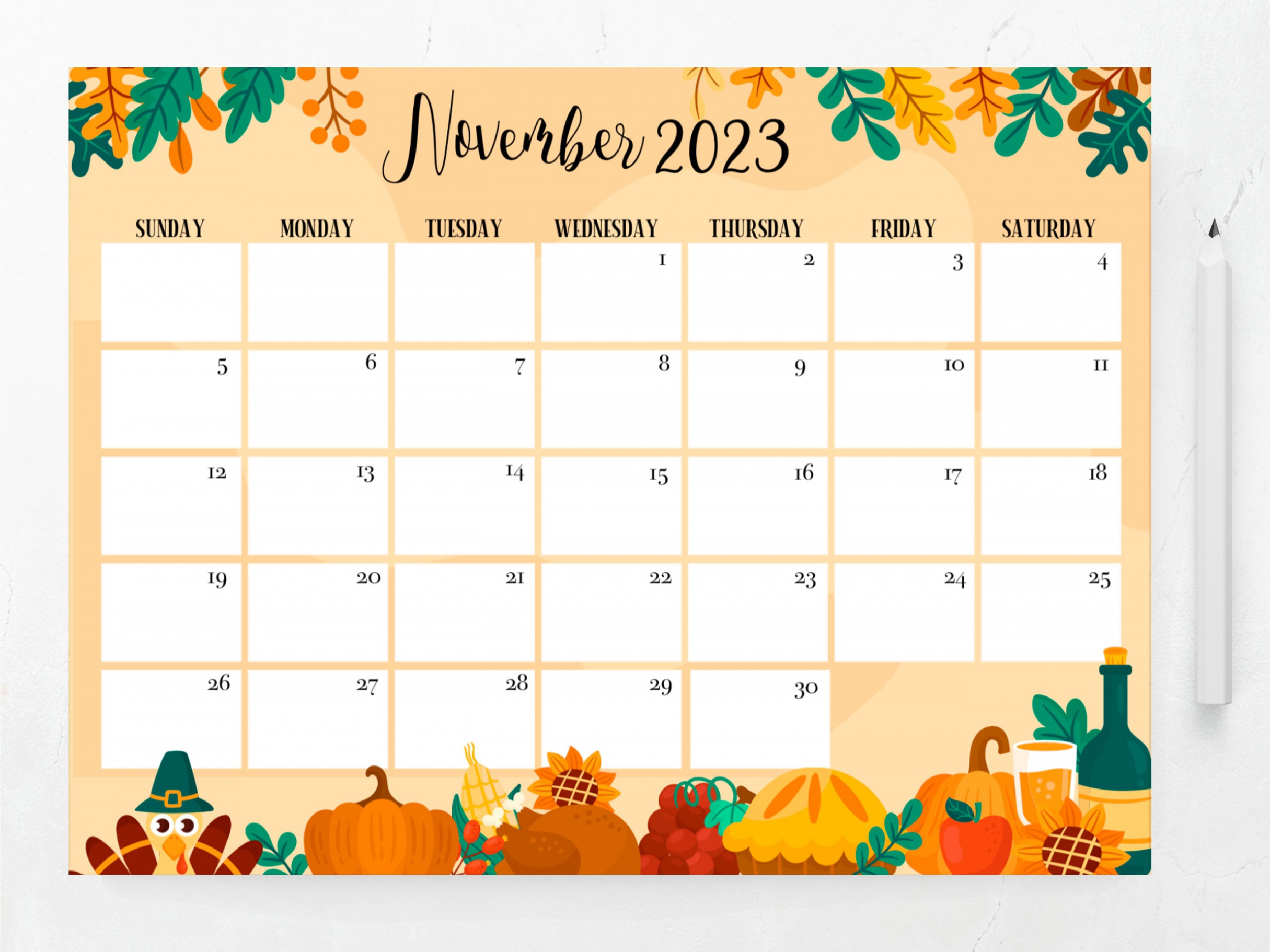 Editable November  Calendar  Printable Calendar  Fillable Editable  Calendar Planner  Monthly Planner Template  PDF Instant Download