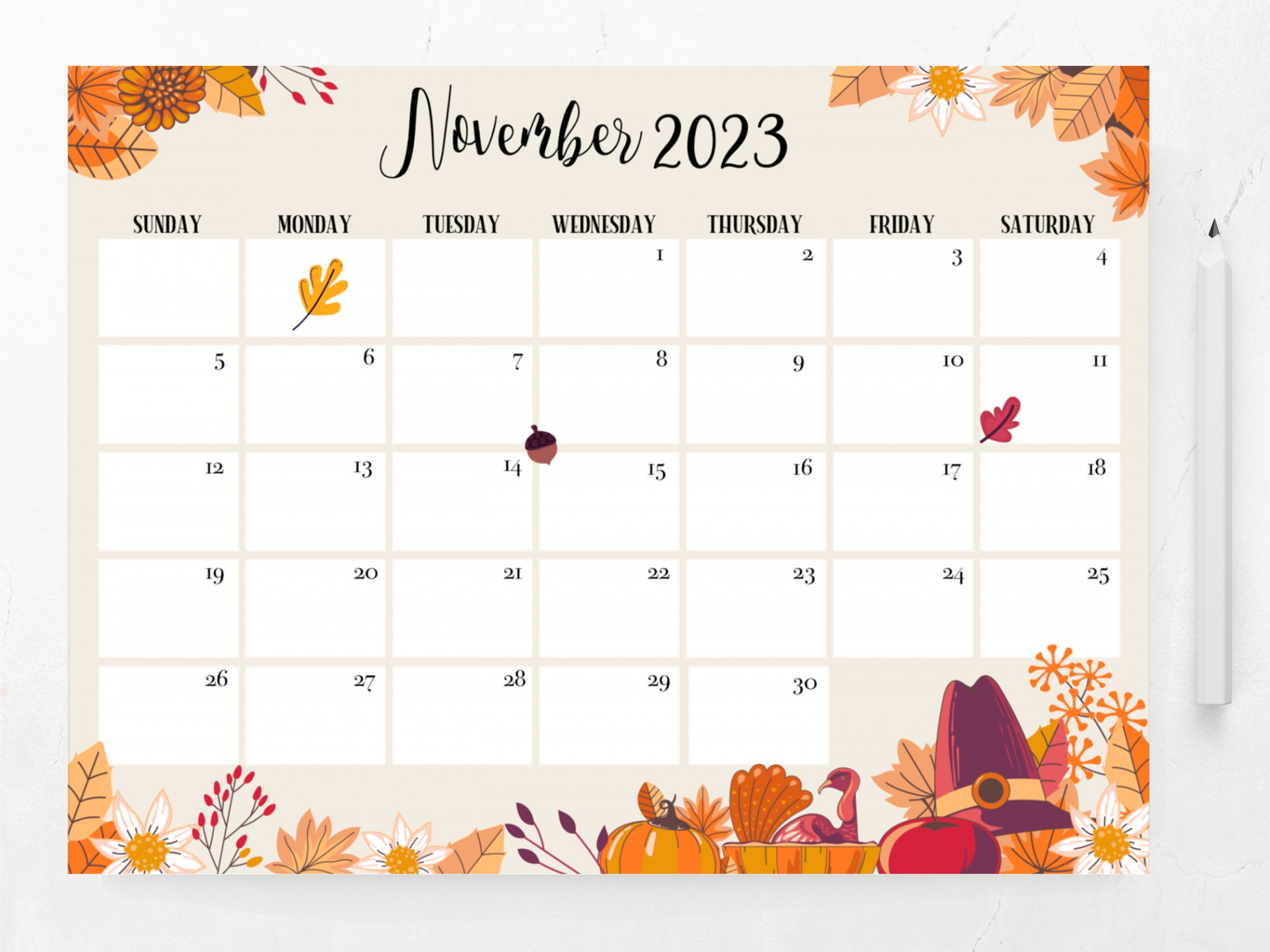 Editable November  Calendar  Printable Calendar  Fillable Editable  Calendar Planner  Monthly Planner Template  PDF Instant Download