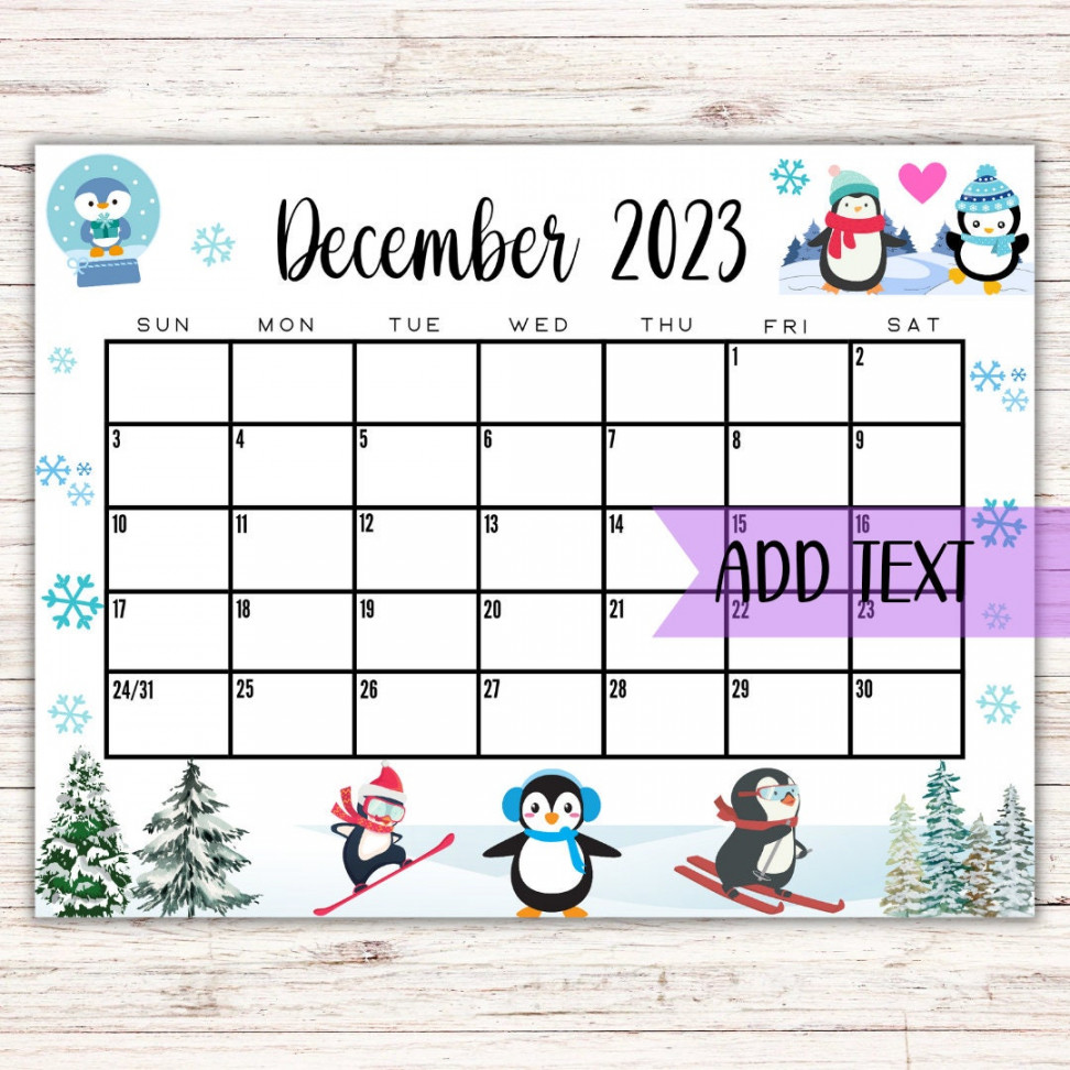 EDITABLE Printable December Calendar  Cute Christmas - Etsy