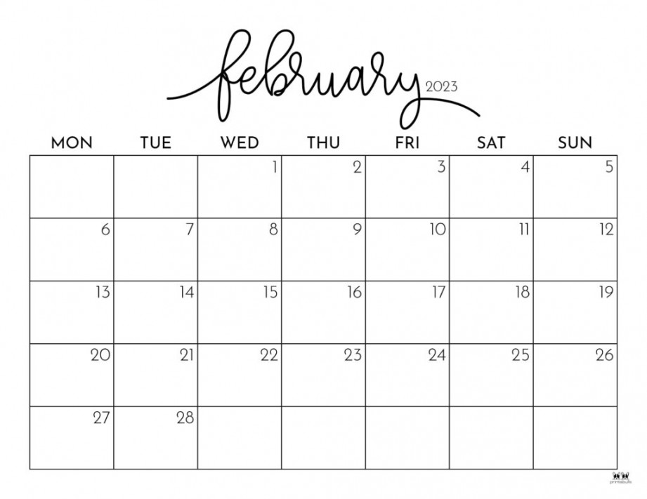 February  Calendars -  FREE Printables  Printabulls