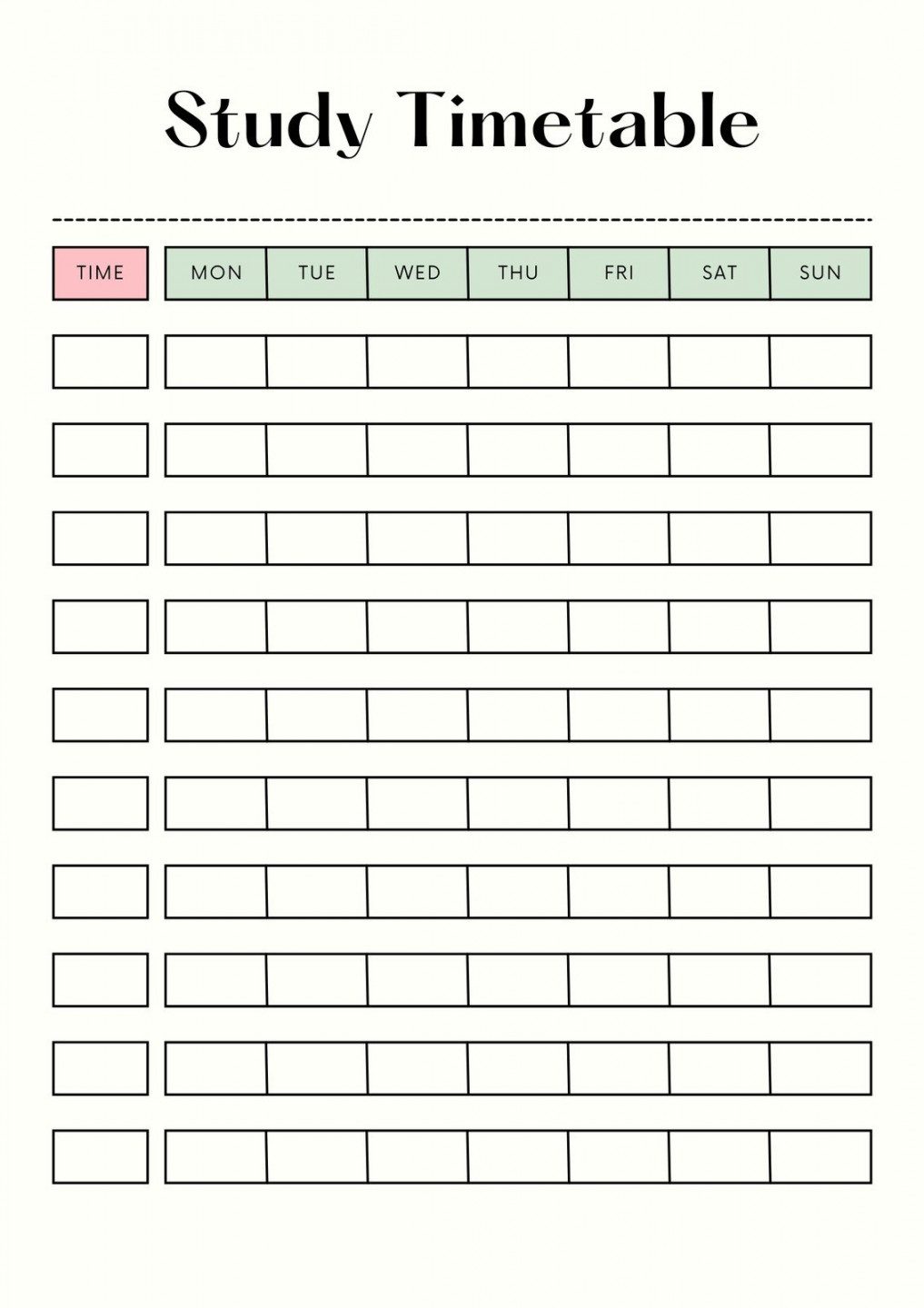Free and customizable timetable templates
