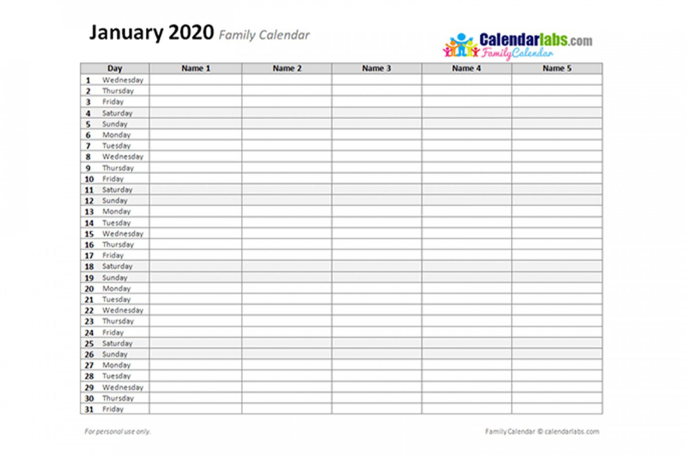 Free Calendar Templates for Parents and Kids