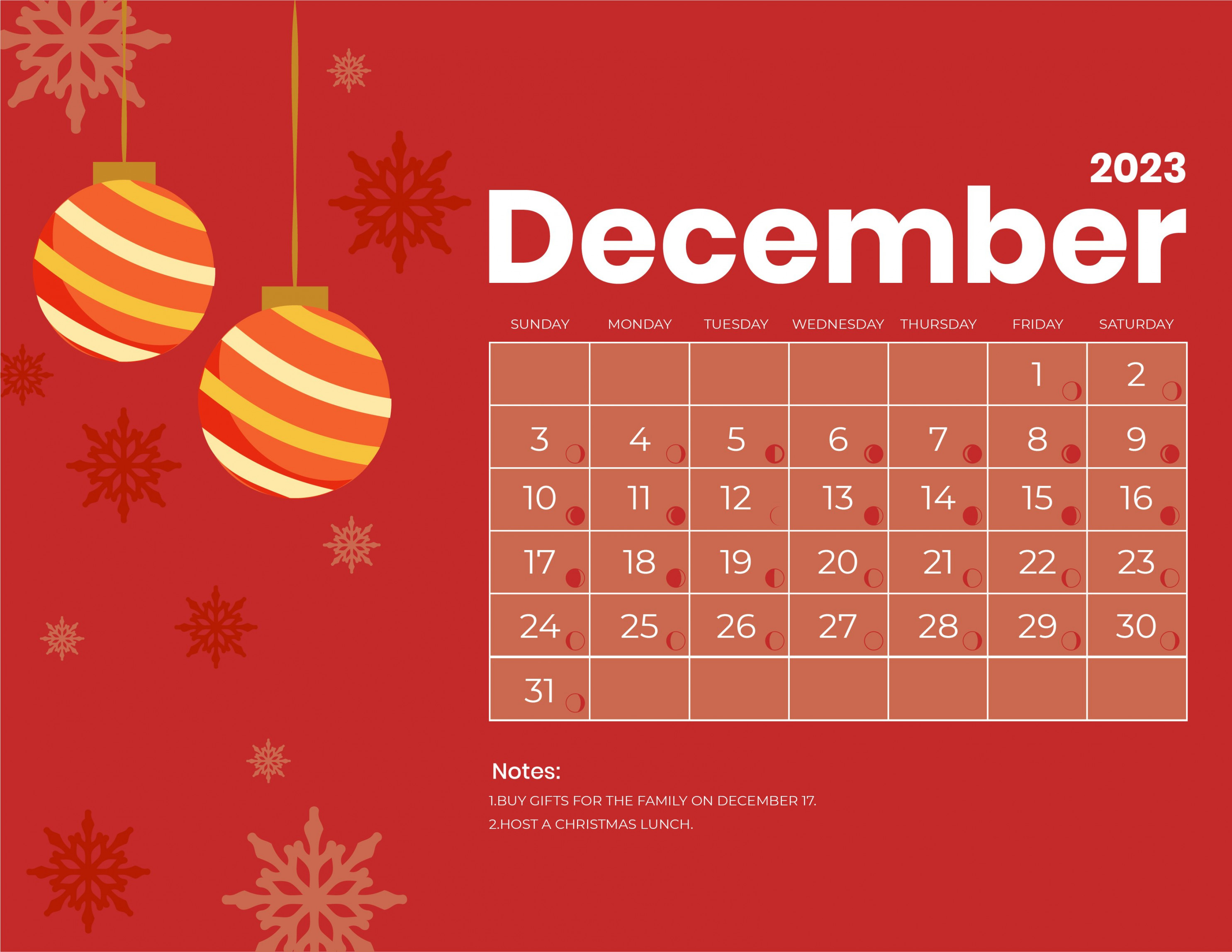 FREE December  Calendar Template - Download in Word, Google