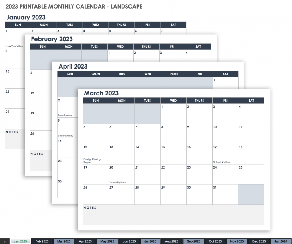 Free Excel Calendar Templates