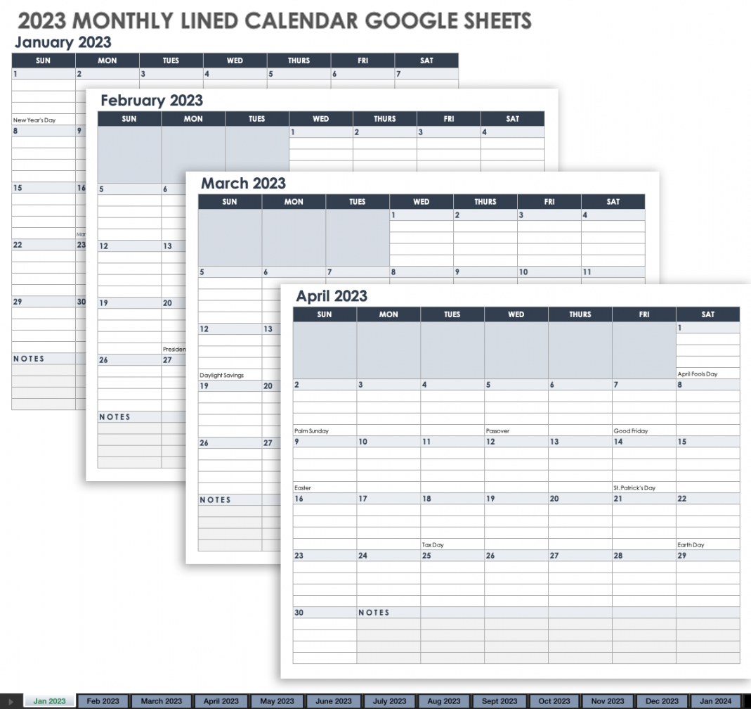 Free Google Sheets Monthly Calendar Templates  Smartsheet