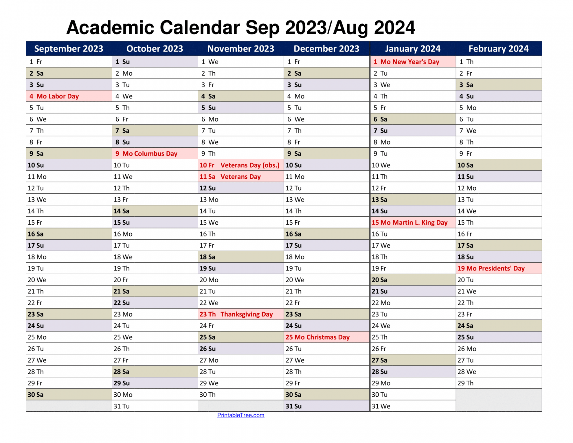 Free Printable Academic Calendar  to  Templates