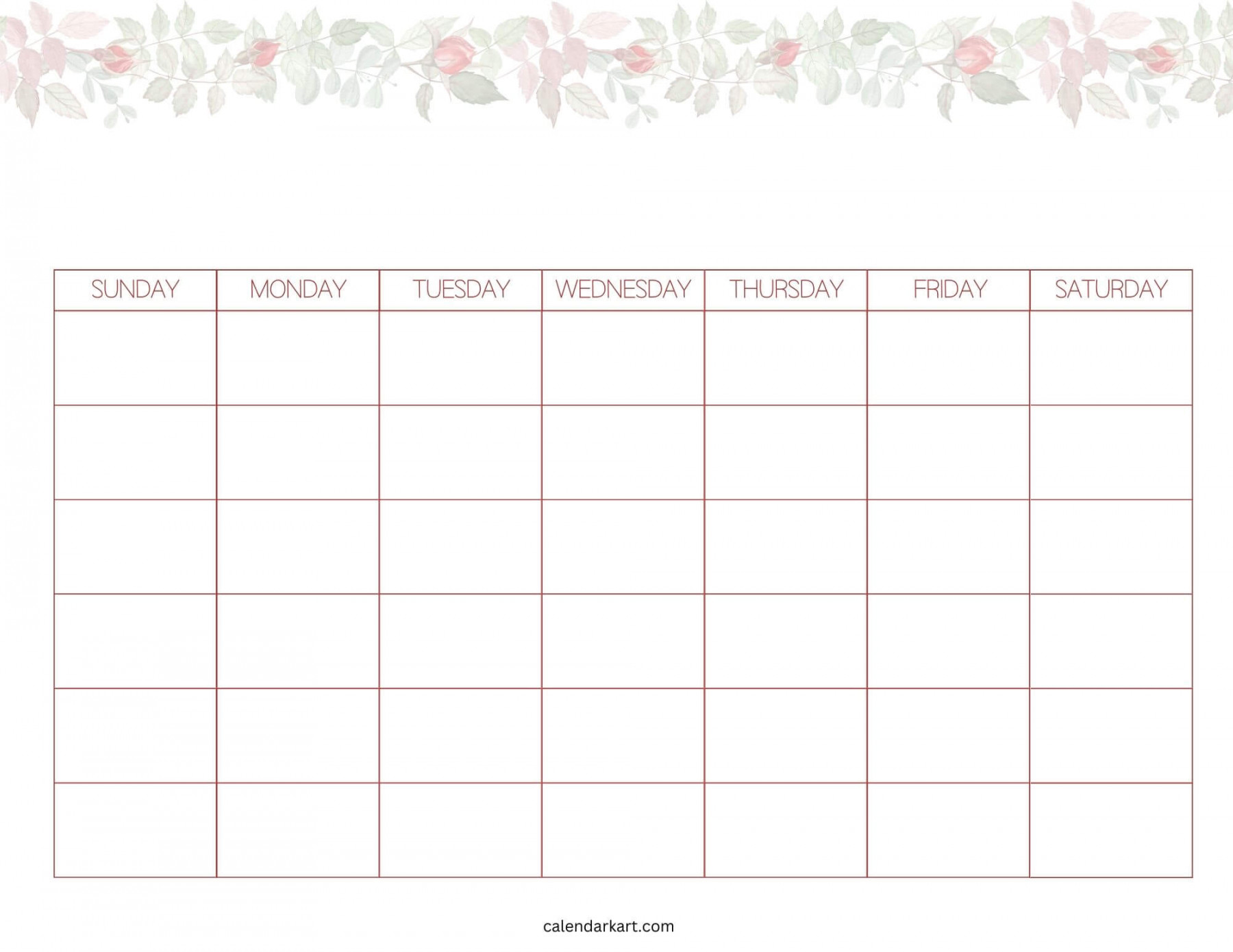 Free Printable Blank Calendar Templates - CalendarKart