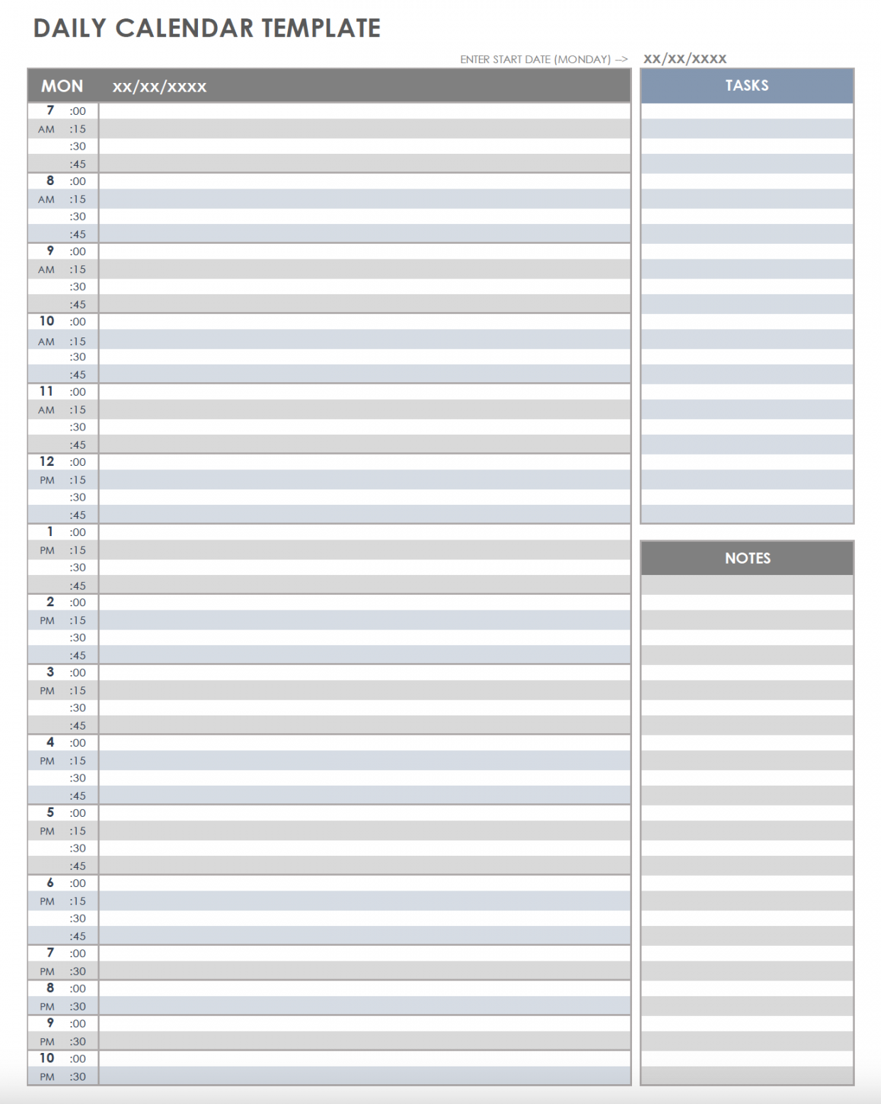 Free Printable Daily Calendar Templates  Smartsheet