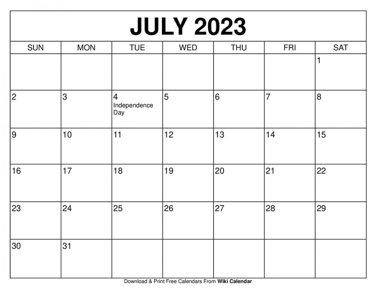 Free Printable July  Calendar Templates With Holidays