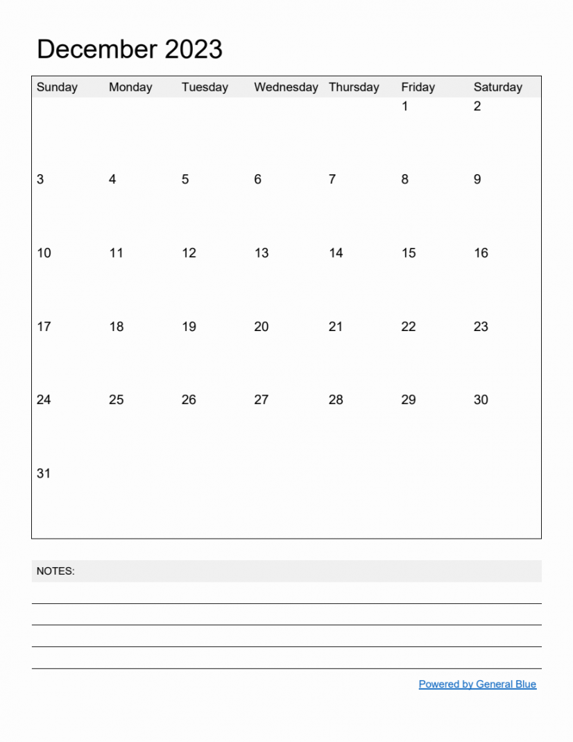 Free Printable Monthly Calendar for December