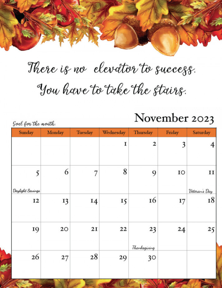 Free Printable  Monthly Motivational Calendars