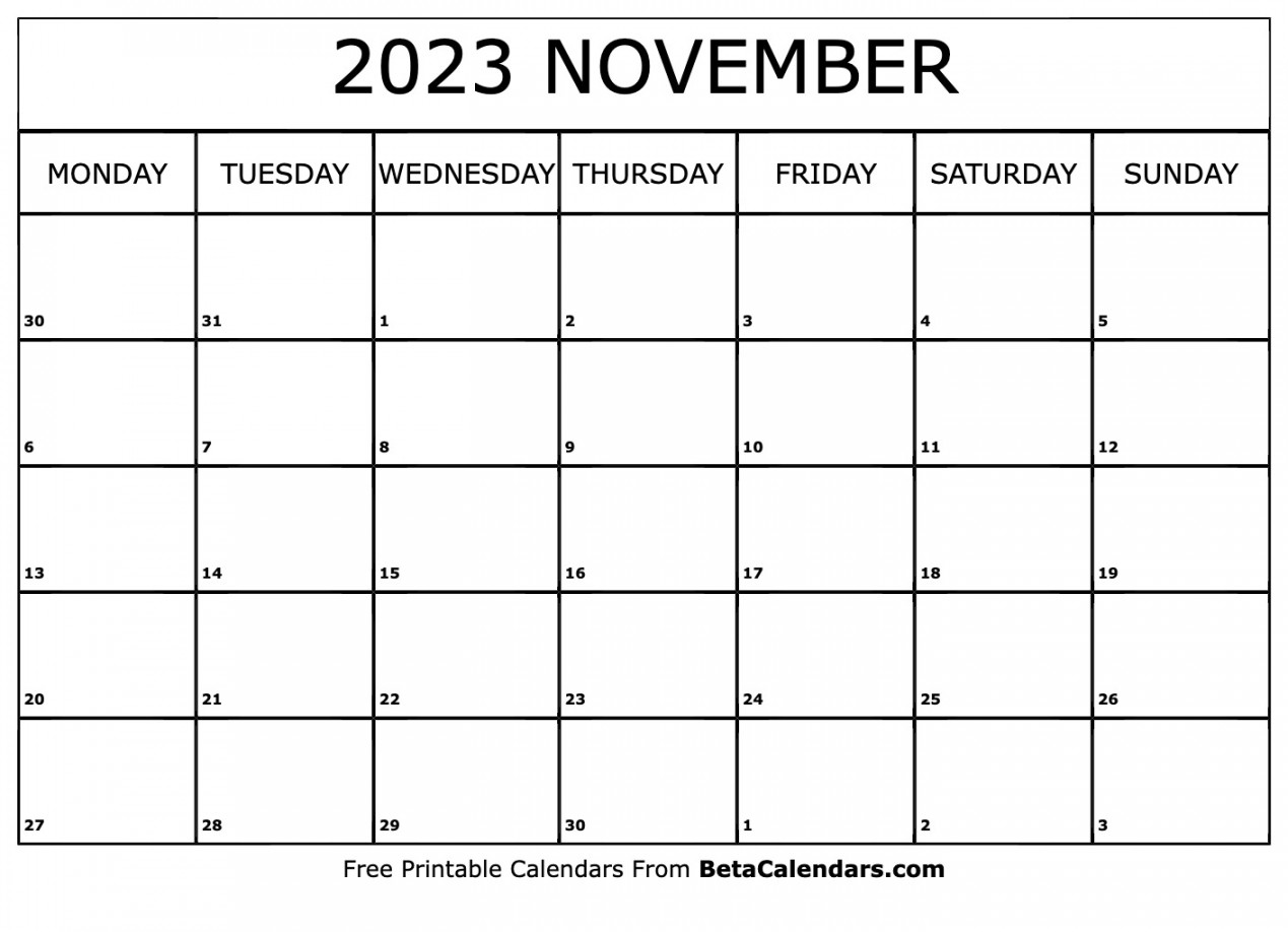 Free Printable November  Calendar