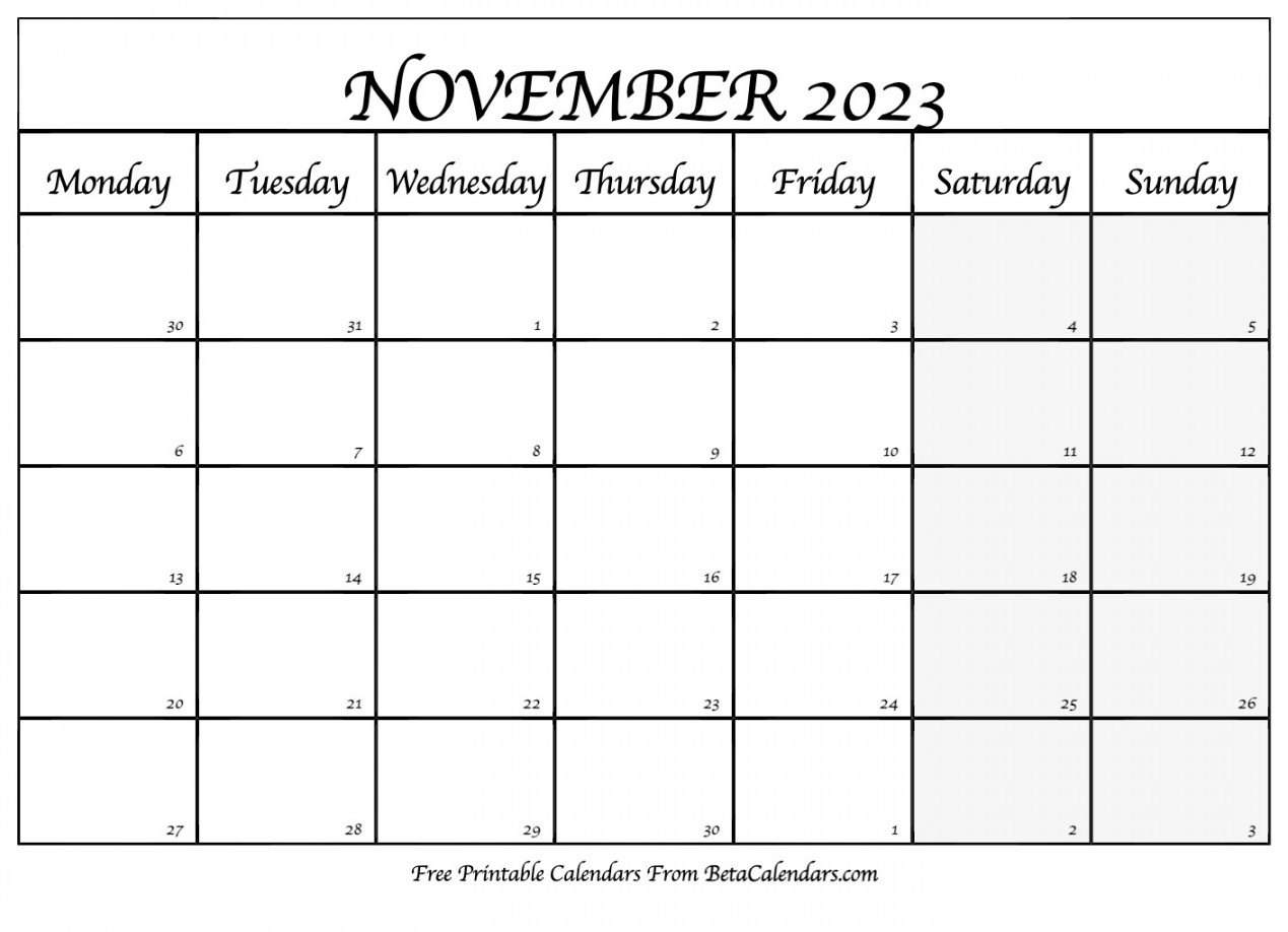 Free Printable November  Calendar