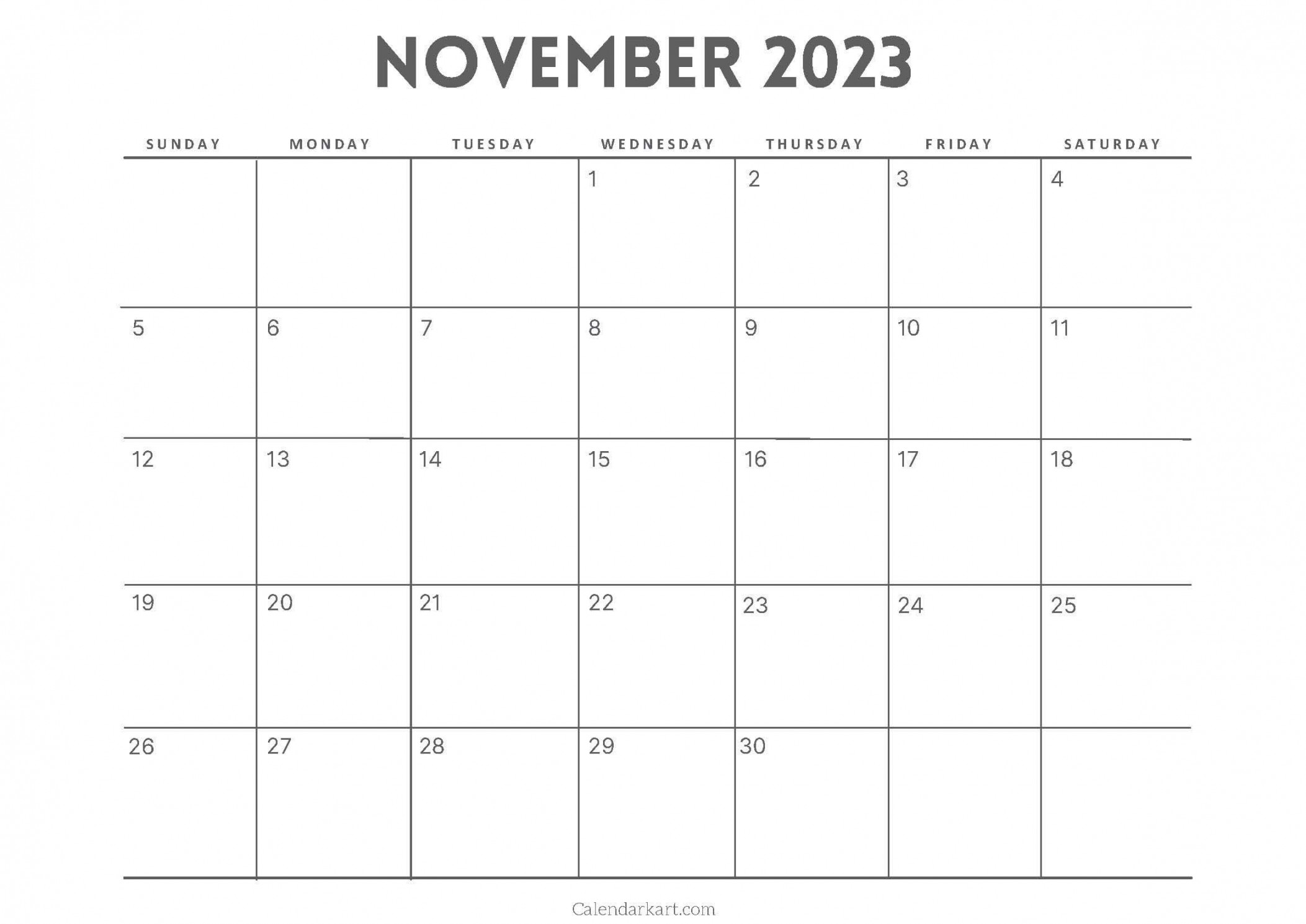 Free Printable November  Calendars - CalendarKart