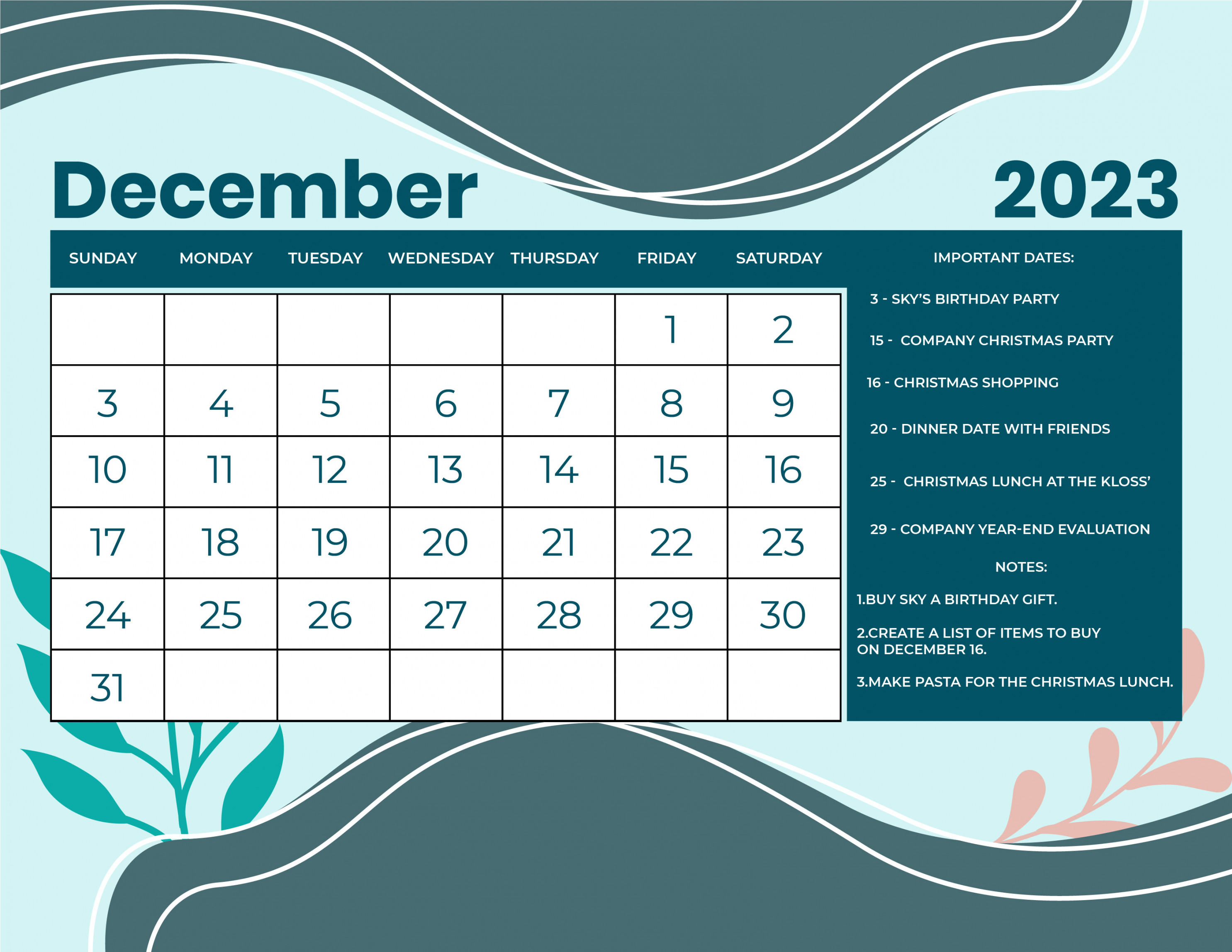 Free Simple December  Calendar - Download in Word, Google Docs