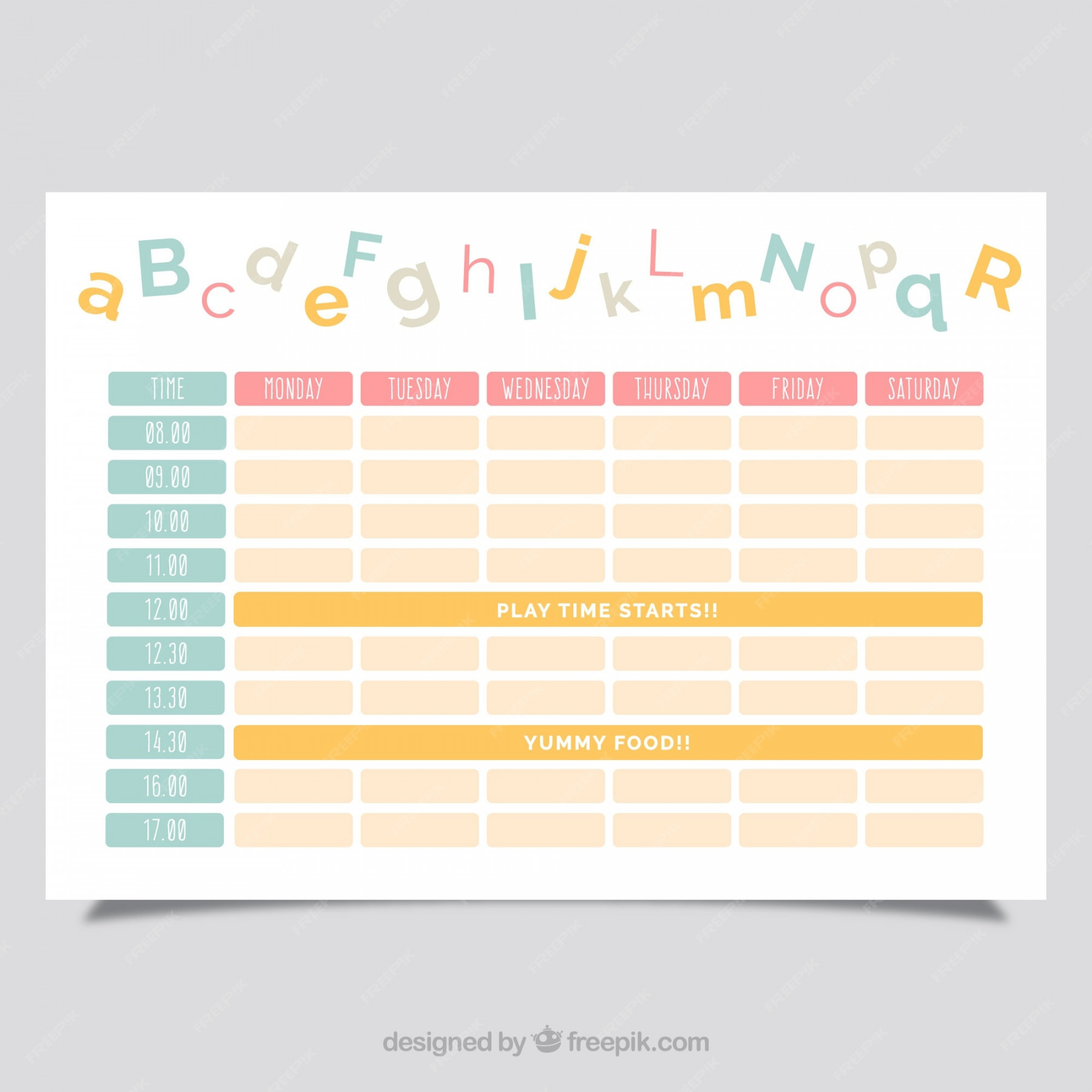 Free Vector  Cute school timetable template