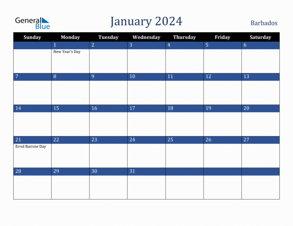 General Blue January  Calendar in   Europe day, Calendar